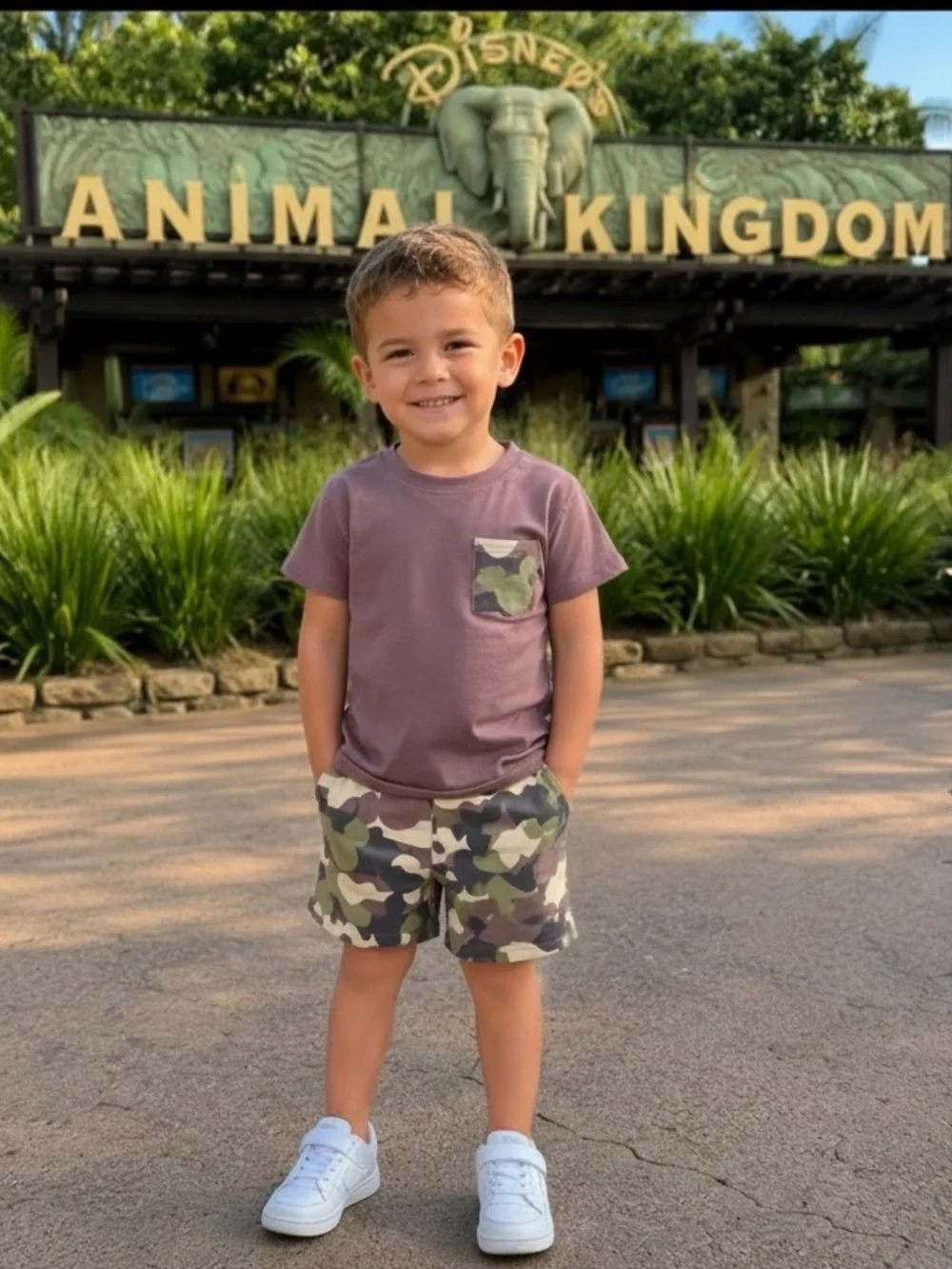 New Boys Mickey Camouflage/Mouse Ears Camouflage Short Set Disney Parks Outfit